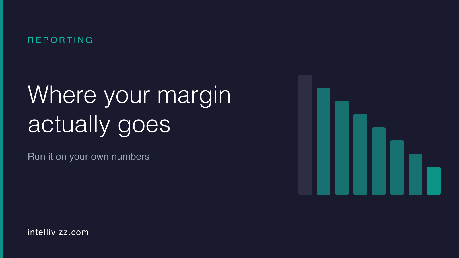 Margin waterfall diagram showing seven deductions between list price margin and the margin a distributor actually keeps